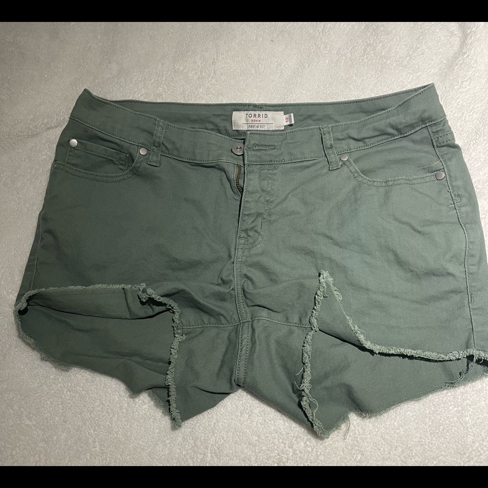 Torrid Olive Green Denim Shorts